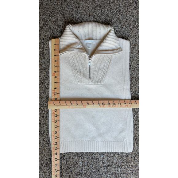 H&M Knitted Zip-Up Collar Women's Sweater Vest Light Beige Side Slit One Size - Picture 5 of 5